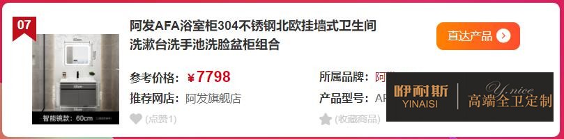 AFA北欧挂墙式304不锈钢浴室柜